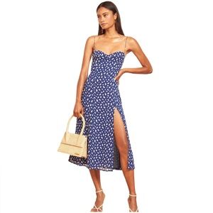 Reformation "Juliette" Dress in Blue and White Color